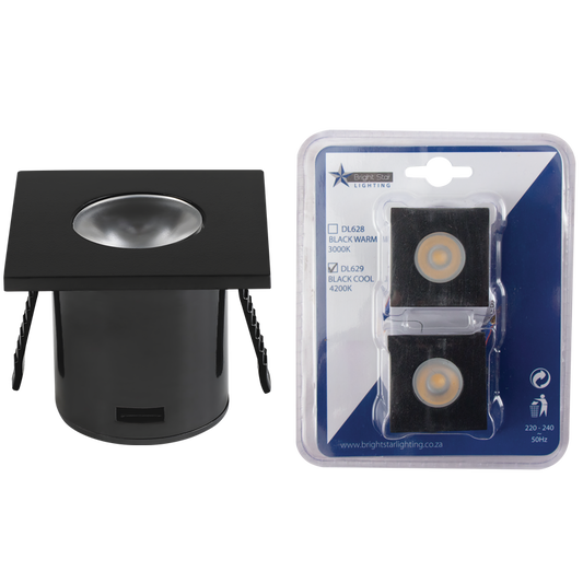 Bright Star DL629 BK COOL 2 PACK 1W LED 4200K BK SQ STAR LIGHT