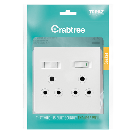 Crabtree 601P Double Switched Socket - White - 15232/601P