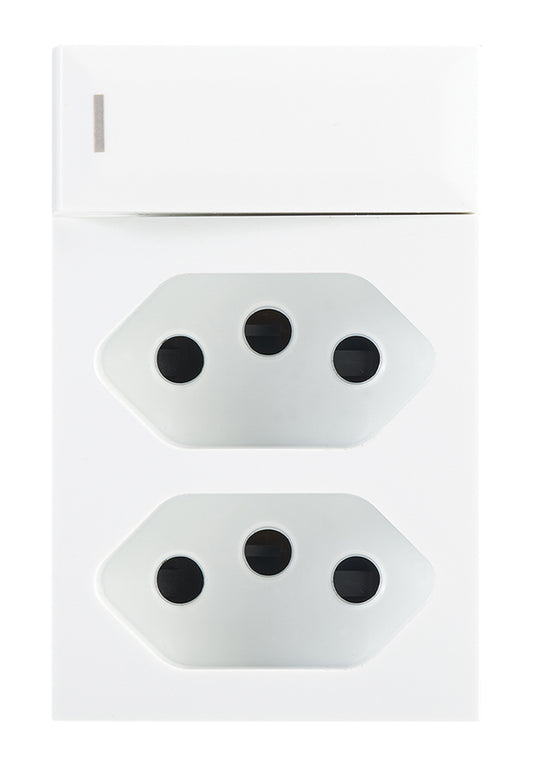 Bright Star ECP118 WHITE MODULAR WHITE 16A SWITCH WITH TWO EURO MODULES