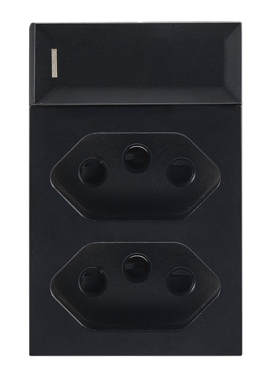 Bright Star ECP168 BLACK MODULAR BLACK 16A SWITCH WITH TWO EURO MODULES