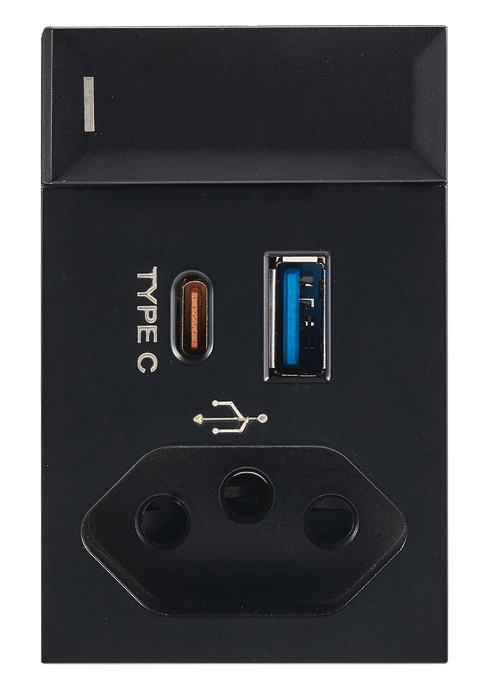 Bright Star ECP169 BLACK MODULAR BK SWITCH + EURO PLUG + TYPE A + TYPE C