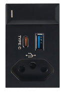 Bright Star ECP169 BLACK MODULAR BK SWITCH + EURO PLUG + TYPE A + TYPE C