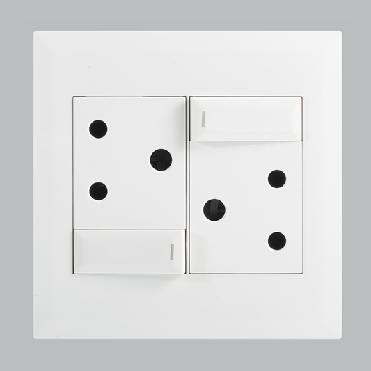 Bright Star EPL233 WHITE MODULAR WH 2X16A SOCKET WITH SWITCHES 4 X 4