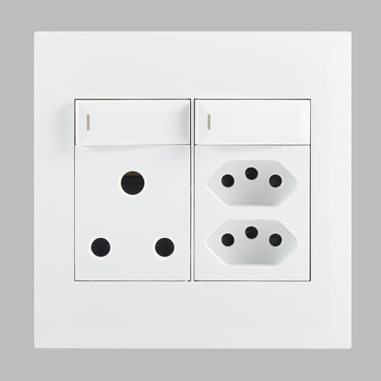 Bright Star EPL235 WHITE MODULAR WH 16 AMP PLUG + 2 EURO SOCKETS 4 X 4