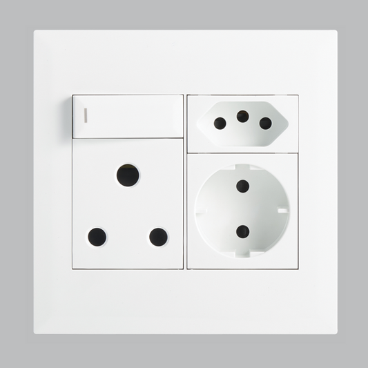 Bright Star EPL236 WHITE MODULAR WH 16A SOCKET & SWITC + SHUKO + EURO 4 X 4