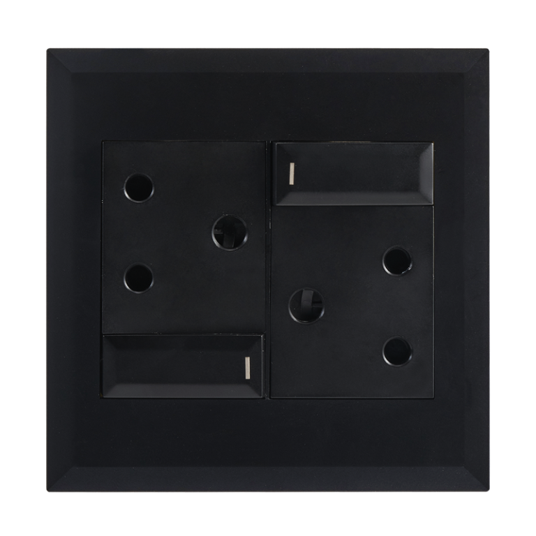 Bright Star EPL283 BLACK MODULAR BK 2X16A SOCKET WITH SWITCHES 4 X 4