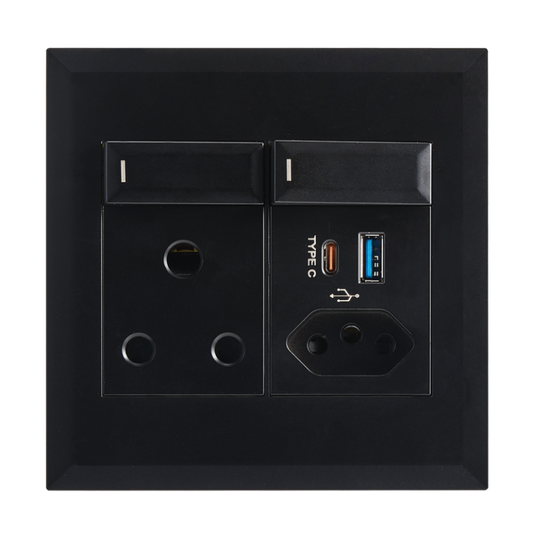 Bright Star EPL284 BLACK MODULAR BK 16 AMP PLUG + ZA PLUG + TYPE A + TYPE C