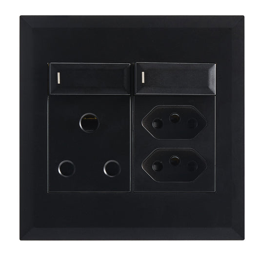 Bright Star EPL285 BLACK MODULAR BK 16A SOCKET & SWITCH+ 2 X EURO 4 X 4