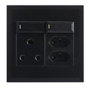 Bright Star EPL285 BLACK MODULAR BK 16A SOCKET & SWITCH+ 2 X EURO 4 X 4