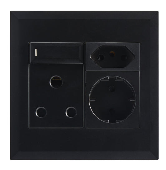 Bright Star EPL286 BLACK MODULAR BK 16A SOCKET & SWITCH + SHUKO+ EURO 4 X 4