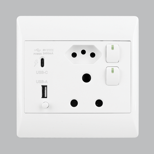 Bright Star EPL335 WHITE 16 AMP PLUG + ZA PLUG + TYPE A + TYPE C