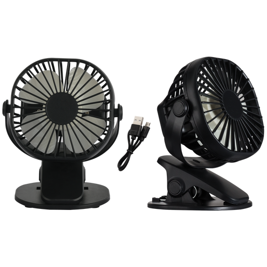 Bright Star FAN020 BLACK PORTABLE RECHARGE CLIP/TABLE 7W 3SPEED