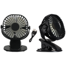 Bright Star FAN020 BLACK PORTABLE RECHARGE CLIP/TABLE 7W 3SPEED