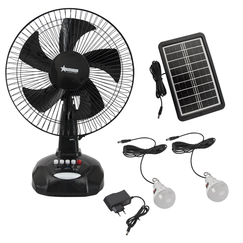 Bright Star FAN024 BLACK 12" BLACK RECHARGEABLE TABLE FAN LIGHT SOURCE