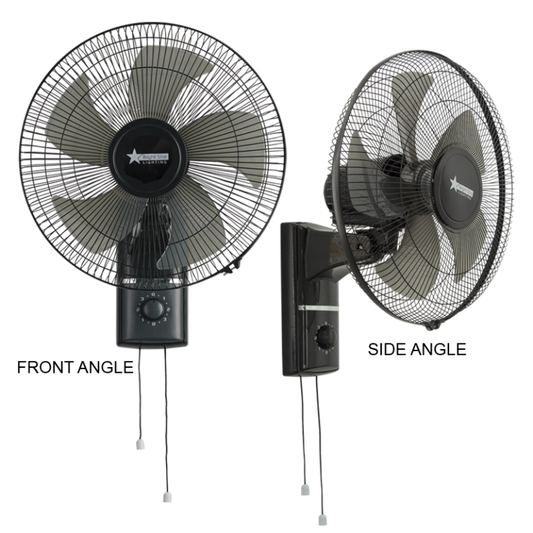 Bright Star FAN025 BLACK 16"WALL FAN + PULL SWITCH 3 SPEED POWER 45W AC220V