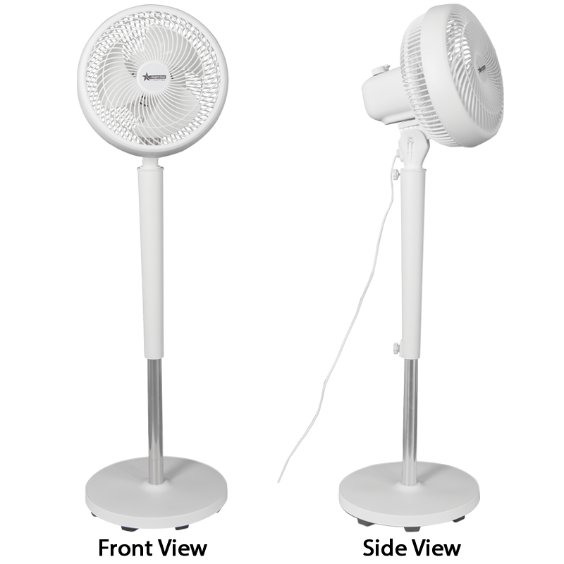 Bright Star FAN027 WHITE 10" STANDING FAN 3 SPEED 55W MOTOR