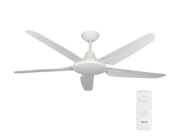 Bright Star FCF054 WHITE 32W COPPER COIL DC 5 ABS BLADES NO LIGHT REMOTE