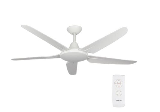 Bright Star FCF054 WHITE 32W COPPER COIL DC 5 ABS BLADES NO LIGHT REMOTE
