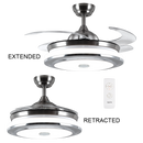 Brightstar Lighting Satin Nickel Retractable Ceiling Fan with Bluetooth Speaker