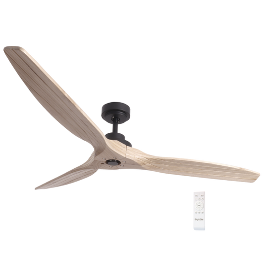 Bright Star FCF074 MATT BK 40W COPPER COIL DC 3 WOOD BLADES NO LIGHT REMOTE