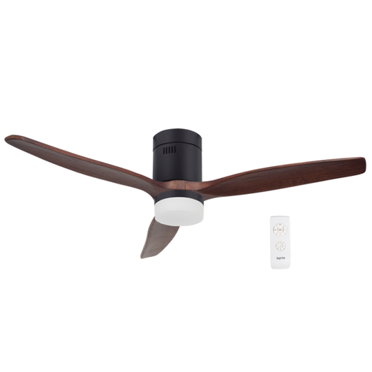 Bright Star FCF077 MATT BK 15W LED CCT 40W COPPER COIL DC 3 BLADES REMOTE