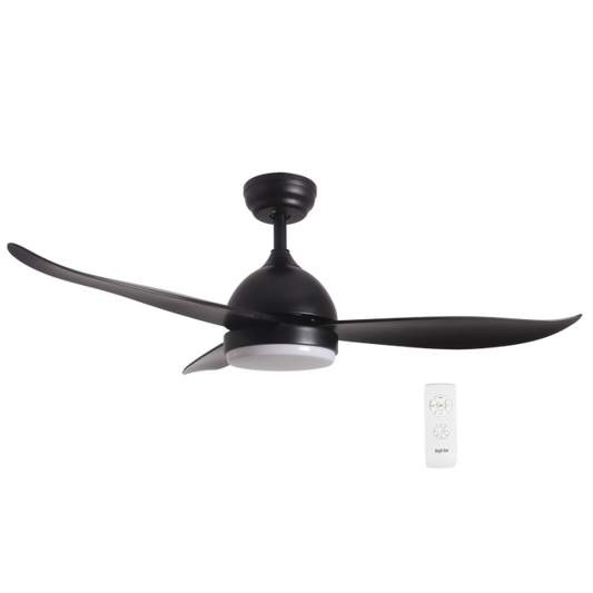 Bright Star FCF080 MATT BK 15W LED CCT 65W COPPER COIL AC 3 BLADES REMOTE