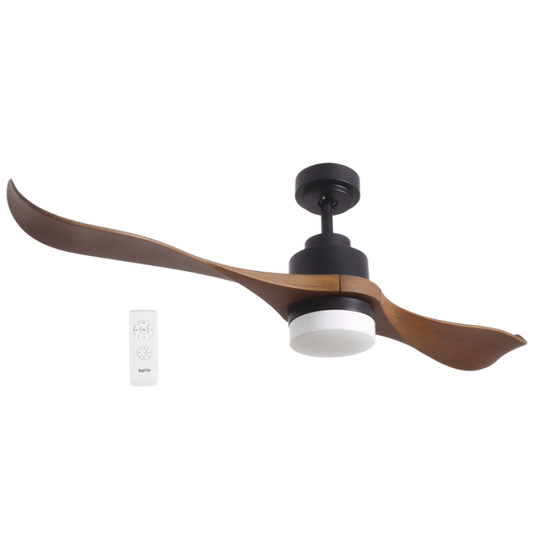 Bright Star FCF082 MATT BLACK 15W LED CCT 65W COPPER COIL AC 2 BLADES REMOTE