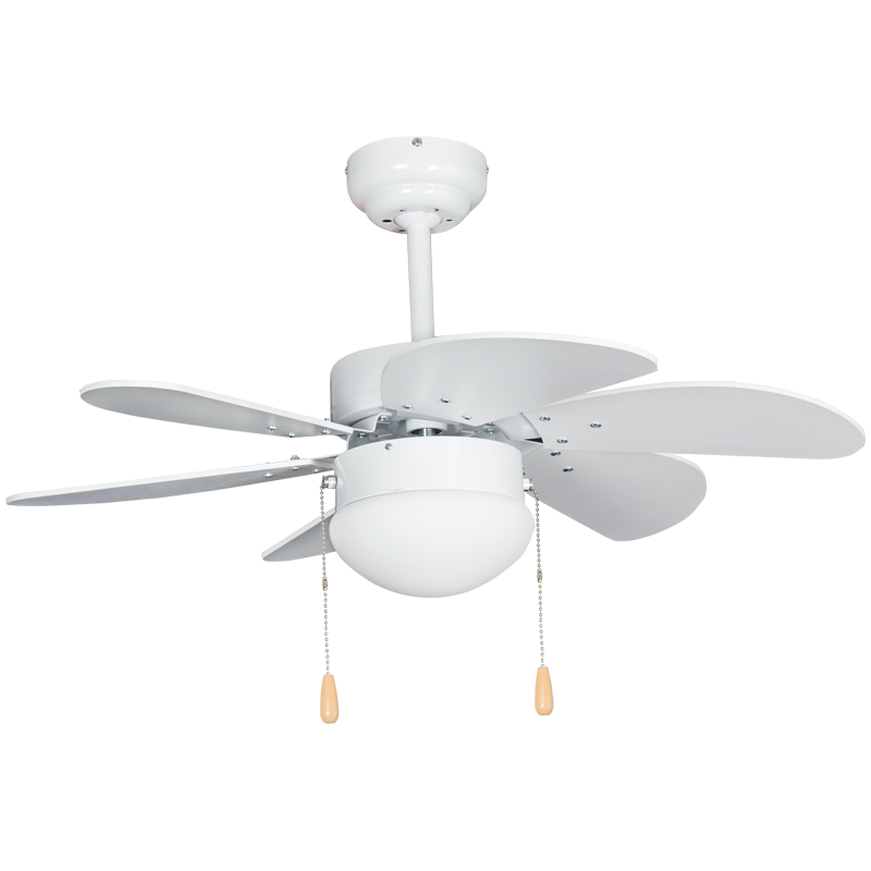 Bright Star FCF083 WHITE 60W COPPER COIL AC 6 BLADE REMOTE 1X60W ES PULL CH