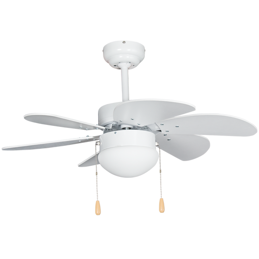 Bright Star FCF083 WHITE 60W COPPER COIL AC 6 BLADE REMOTE 1X60W ES PULL CH