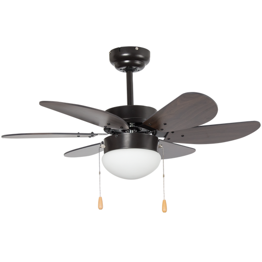 Bright Star FCF084 BLACK 60W COPPER COIL AC 6 BLADE REMOTE 1X60W ES PULL CH