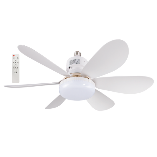 Bright Star FCF090 WHITE MINI ES SOCKET FAN 18W LED CCT 6 BLADE REMOTE