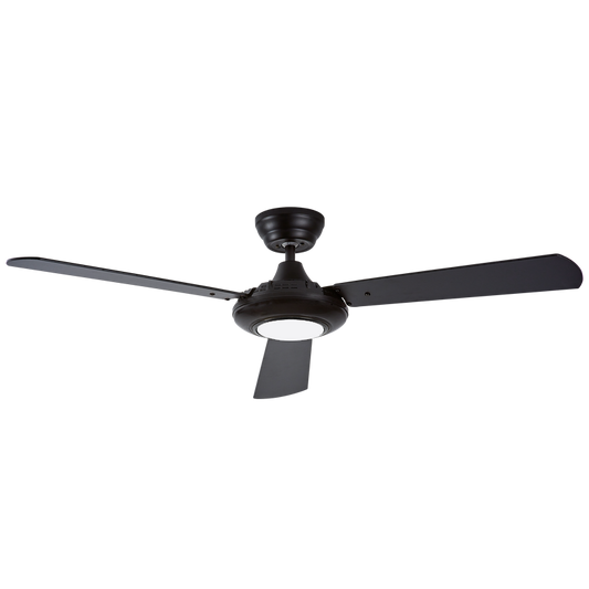 Bright Star FCF091 BLACK 12W LED 6500K 35W COPPER COIL DC 3 BLADE REMOTE