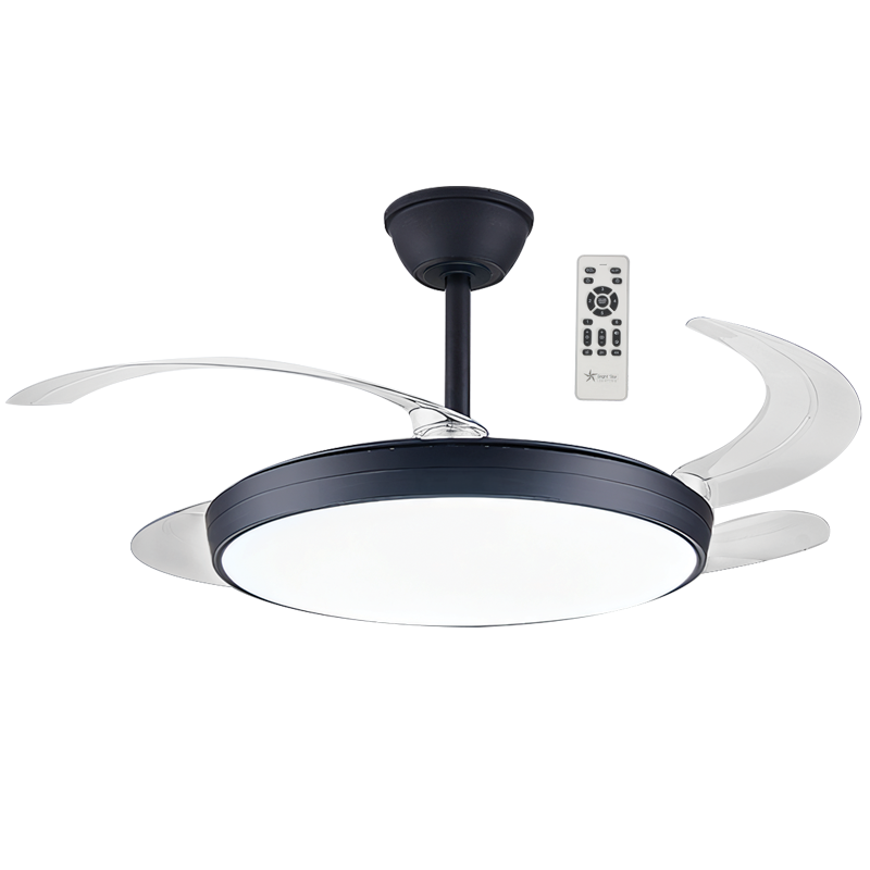 Bright Star FCF093 BLACK RETRACTABLE BLADES 42W LED CCT 30W DIMM DC MOTOR