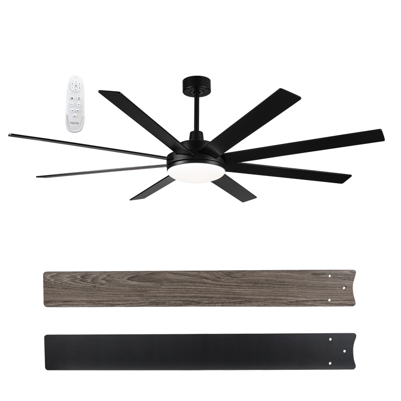 Bright Star FCF102 BLACK 72" 24W LED CCT 55W DC MOTOR 8 BLADES