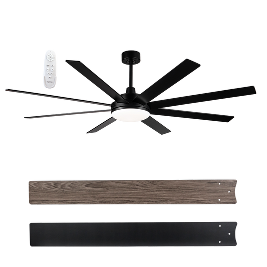 Bright Star FCF102 BLACK 72" 24W LED CCT 55W DC MOTOR 8 BLADES