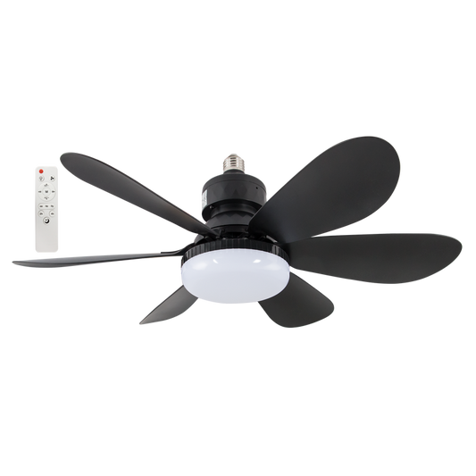 Bright Star FCF104 BLACK MINI ES SOCKET FAN 18W LED CCT 6 BLADES REMOTE