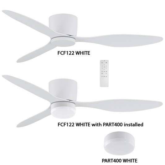 Bright Star FCF122 WHITE (PART400 FOR LED KIT) 52" 3 ABS BLADES REMOTE