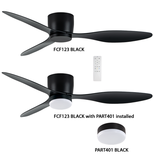 Bright Star FCF123 BLACK (PART401 FOR LED KIT) 52" 3 ABS BLADES REMOTE