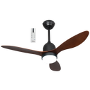 FCF124 Bright Star OUTDOOR BK/WD IP65 FAN 15W LED CCT 20W DC MOTOR 3 BLADE 42