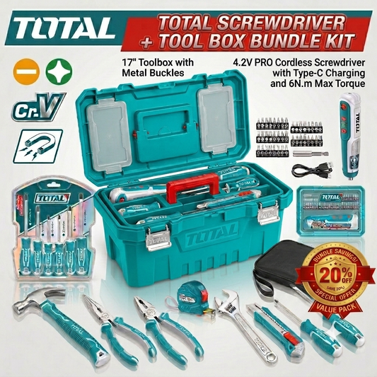 Total  Screwdriver + Tool Box  Bundle Kit
