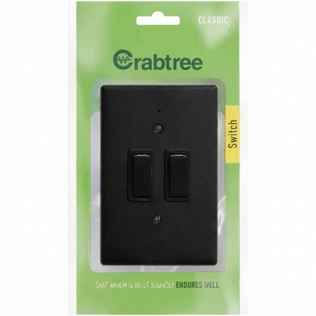 Classic 2L 1W Switch with FERRO GRAIN BLACK Coverplate