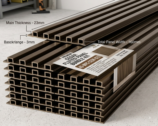 Bodie Smoked Cedar Fluted WPC Wall Panel (2700mm x 165mm x 23mm) – 45-WPC-CEDR-023