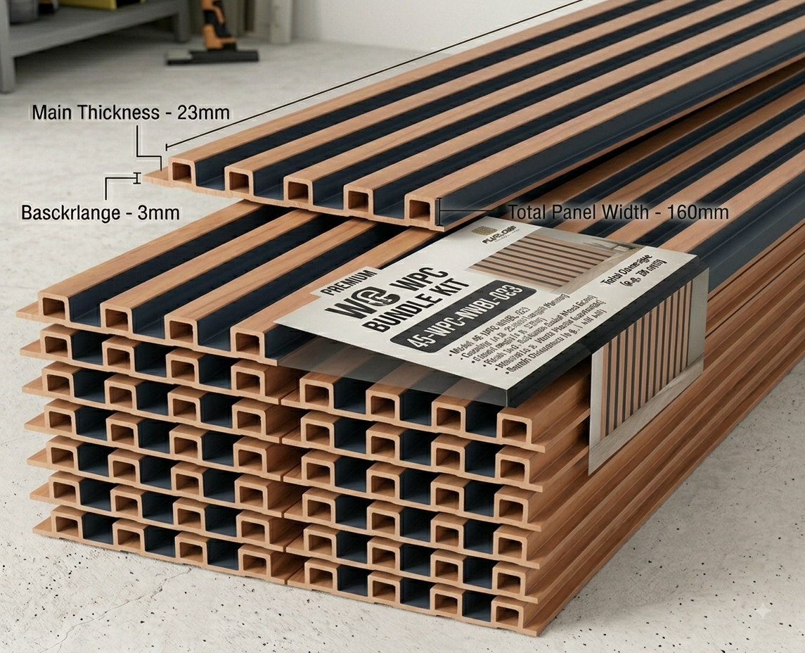 Bodie Striped Golden Oak Fluted WPC Wall Panel (2700mm x 200mm) – 45-WPC-SGOK-041