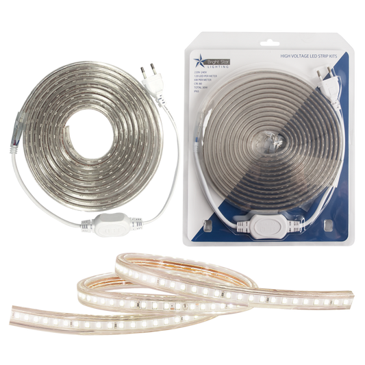 Bright Star HVS402 WARM 5M 220V WARM WHT 3000K LED BLISTER PACK STRIP IP65