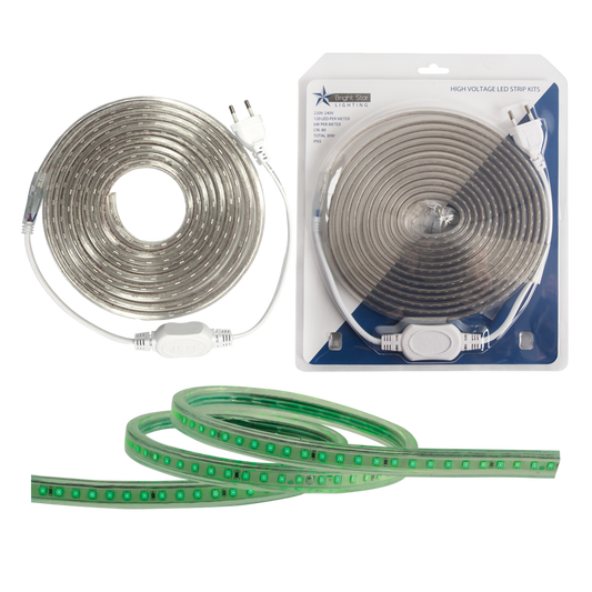 Bright Star HVS403 GREEN 5M 220V GREEN LED BLISTER PACK STRIP IP65
