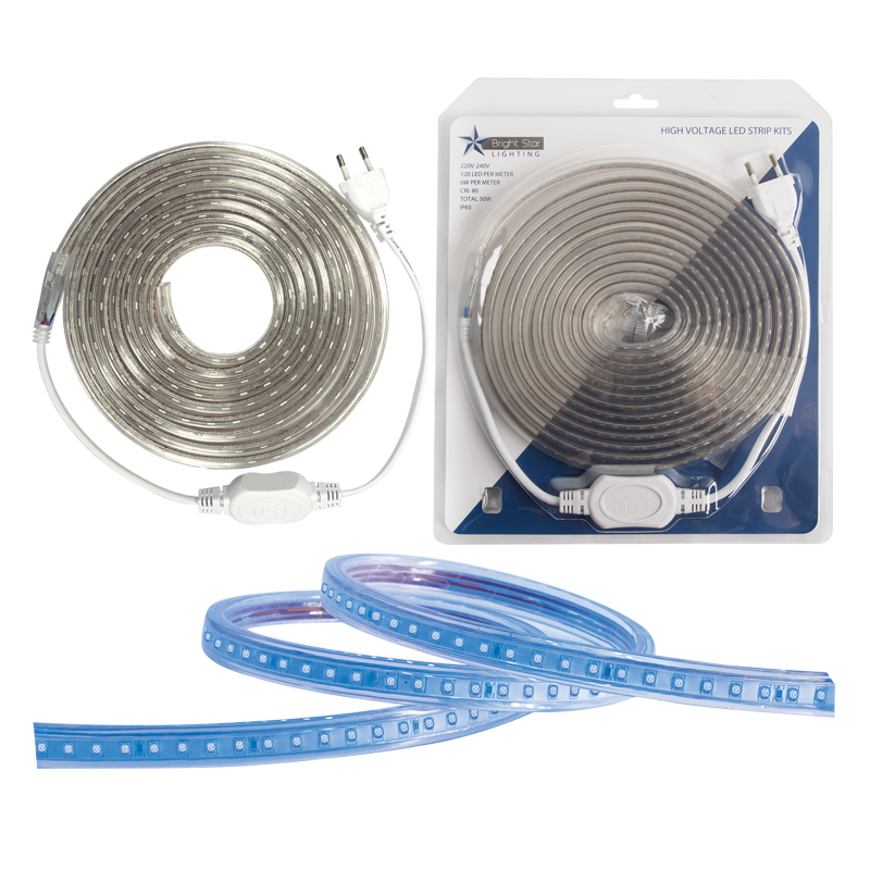Bright Star HVS404 BLUE 5M 220V BLUE LED BLISTER PACK STRIP IP65