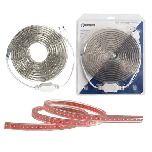 Bright Star HVS405 RED 5M 220V RED LED BLISTER PACK STRIP IP65
