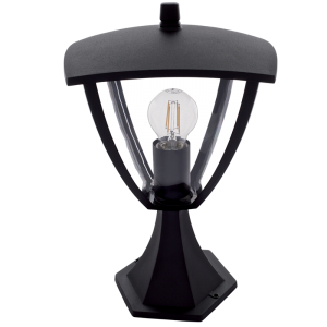 Bright Star L052 BLACK 4 PANEL PILLAR ALU & CLEAR POLY COVER 1X60W ES