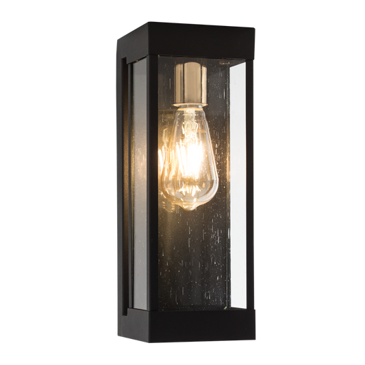 Bright Star L523 BLACK METAL & CLEAR SPECKLED GLASS IP54 1X60W ES