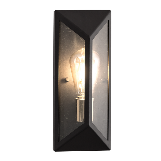 Bright Star L524 BLACK METAL & CLEAR SPECKLED GLASS IP54 1X60W ES
